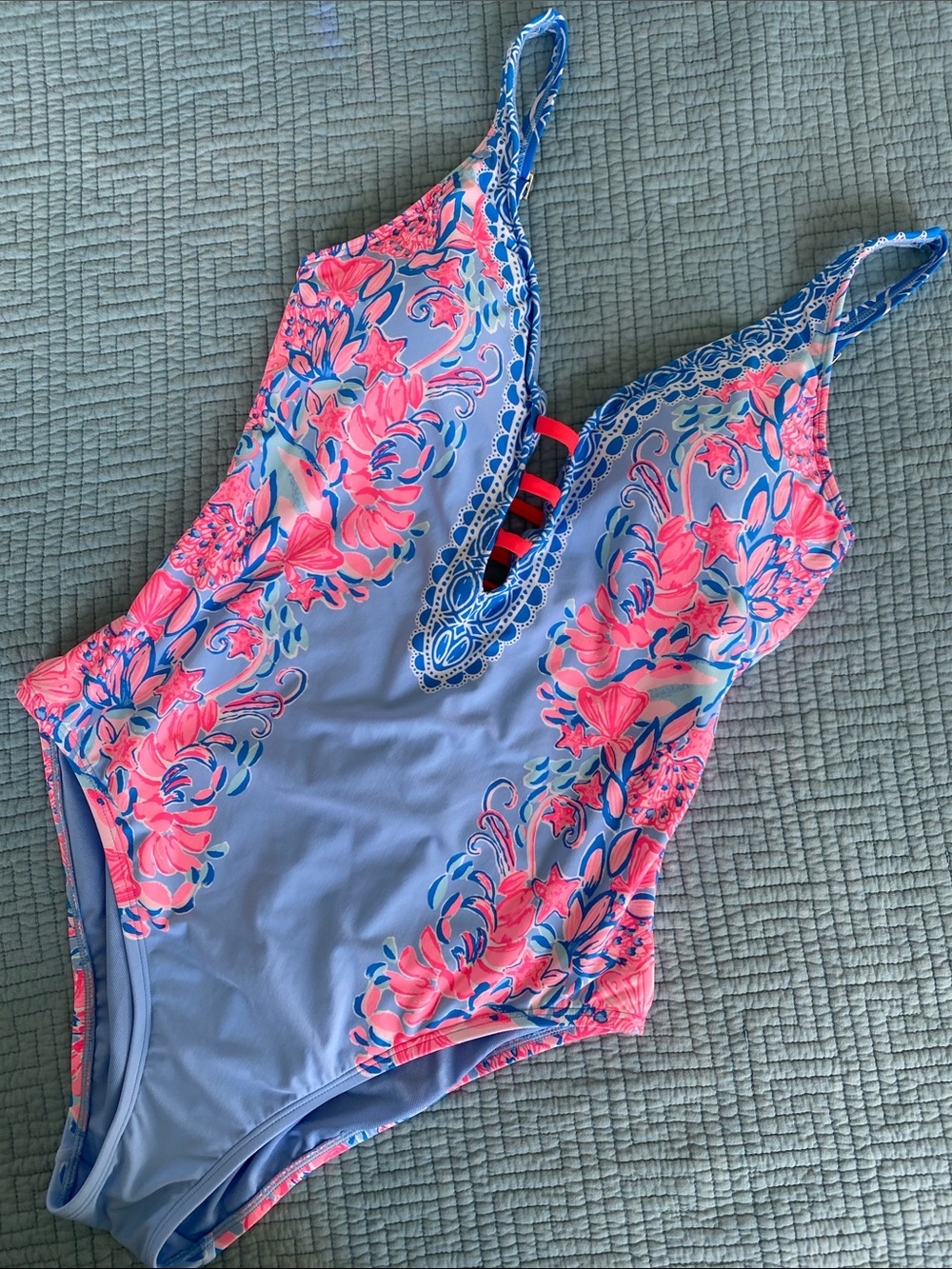 Lilly Pulitzer One-Piece Swimsuit with Pink Floral Accents
